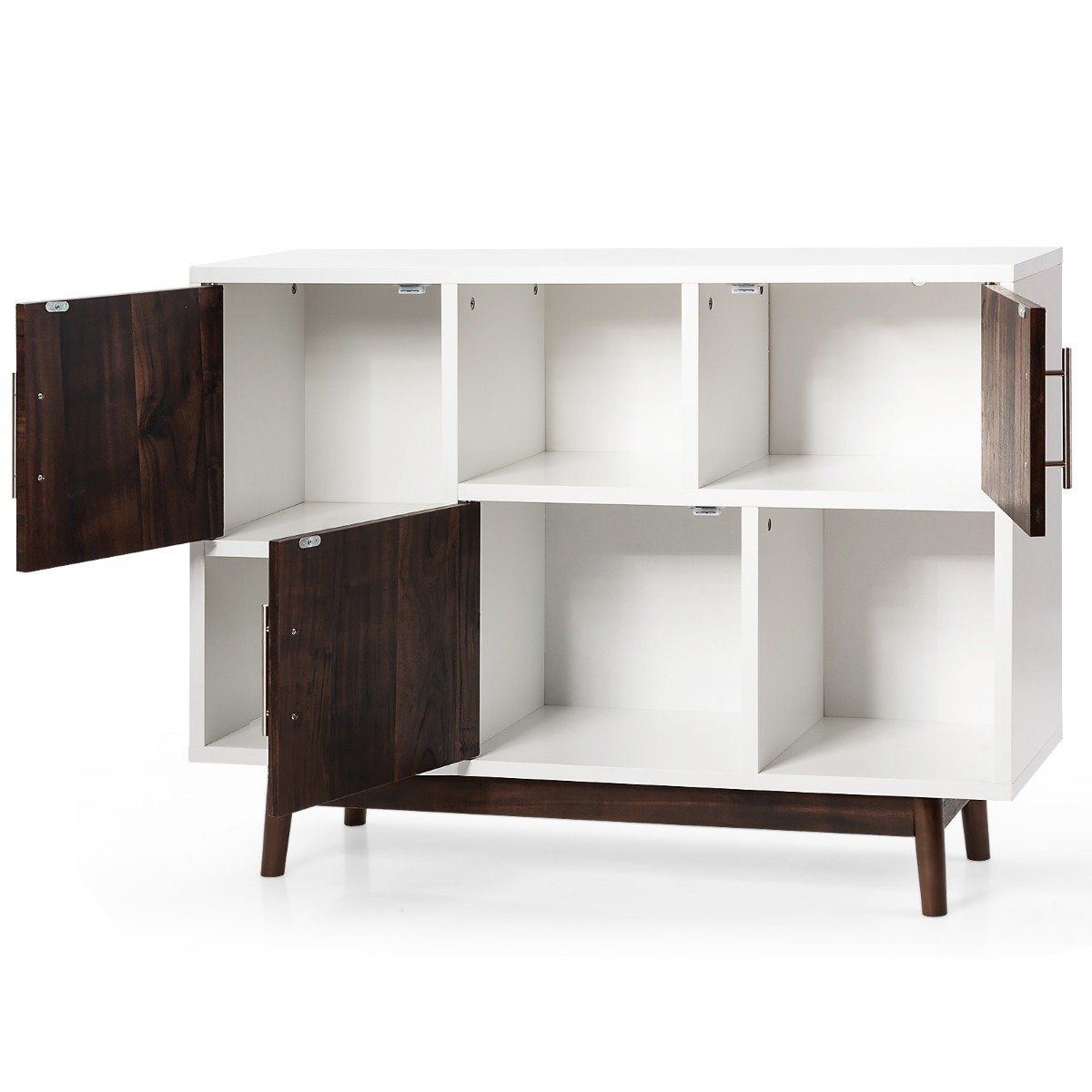 sideboard-beistellschrank-hw66182_7_ Tvirtas indauja su trimis durelėmis (Balta)