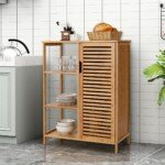 Daugiatikslė bambukinė spintelė su atviromis lentynomis (Natūrali)