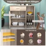 Medinė komoda su stalčiumi ir reguliuojamomis lentynomis (Natūrali)