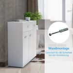 Erdvi medžio drožlių plokštės komoda su stalčiumi ir reguliuojamomis lentynomis (Balta)