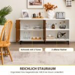 Erdvus komodos tipo baldas su spintele ir atviromis lentynomis 148x40x75cm (Riešuto)