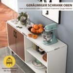 Erdvus komodos tipo baldas su spintele ir atviromis lentynomis 148x40x75cm (Riešuto)