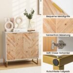 Moderni bufeto spintelė su durelėmis ir metalinėmis kojelėmis (Balta)