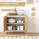 Moderni bufeto spintelė su durelėmis ir metalinėmis kojelėmis (Balta)