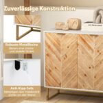 Moderni bufeto spintelė su durelėmis ir metalinėmis kojelėmis (Balta)