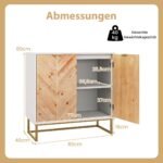 Moderni bufeto spintelė su durelėmis ir metalinėmis kojelėmis (Balta)