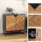 Kredencas 2 durelės 1 lentyna 80x40x80 cm (Juoda)