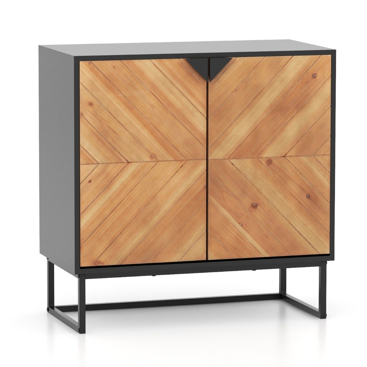sideboard-schrank-buffet-schrank-12389_6_ Kredencas 2 durelės 1 lentyna 80x40x80 cm (Juoda)