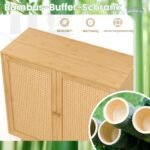 Virtuvės spintelė su dviem rotango durelėmis 80 cm (Natūrali)