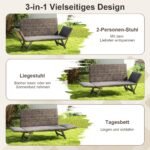 Daugiafunkcė sodo sofa su atlenkiama funkcija ir reguliuojamomis atramomis (Pilka)