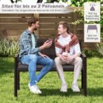 Lauko suolas su pagalve atsparus oro sąlygoms 360 kg keliamoji galia (Pilka)
