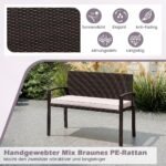 Lauko sodo suoliukas su pagalvėle atsparus oro sąlygoms 360 kg keliamoji galia (Smėlio)