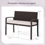 Lauko sodo suoliukas su pagalvėle atsparus oro sąlygoms 360 kg keliamoji galia (Smėlio)