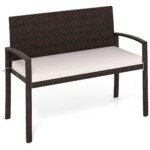 Lauko sodo suoliukas su pagalvėle atsparus oro sąlygoms 360 kg keliamoji galia (Smėlio)