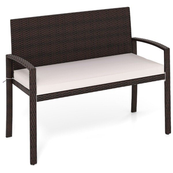 Lauko sodo suoliukas su pagalvėle atsparus oro sąlygoms 360 kg keliamoji galia (Smėlio)