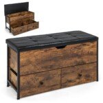 Daugiatinkslė sėdimoji banketė su talpiais stalčiais (Vintažinė ruda)