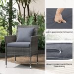 3 dalių poliratano sodo baldų komplektas su stalu ir pagalvėmis (Pilka)