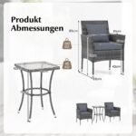 3 dalių poliratano sodo baldų komplektas su stalu ir pagalvėmis (Pilka)