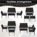 Rinktinis lauko baldų komplektas: 2 kėdės suolas staliukas (Juoda)