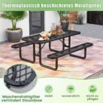Kiemo stalų ir suolų komplektas 184 cm atsparus oro sąlygoms (Juoda)