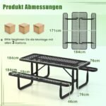 Kiemo stalų ir suolų komplektas 184 cm atsparus oro sąlygoms (Juoda)