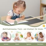 Vaikiškas stalas su kėdute 3in1 su keičiama lenta (Žalia)