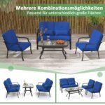 Lauko baldų komplektas su pagalvėmis (Mėlyna)