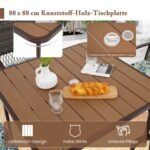 Lauko baldų komplektas keturioms vietoms su PE rotango kėdėmis (Ruda)