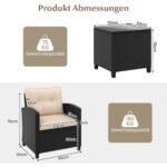 3 dalių rotango sodo baldų komplektas su staliuku (Smėlio)