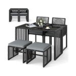 Lauko baldų komplektas 5 vnt su pagalvėmis (Pilka)