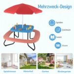 Vaikiška iškylų grupė su stalu ir keturiais suolais (Raudona)