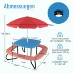 Vaikiška iškylų grupė su stalu ir keturiais suolais (Raudona)