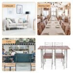 Valgomojo baldų komplektas su keturiomis kėdėmis (Ruda)