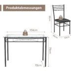 Valgomojo komplektas su stalu ir keturiomis kėdėmis (Juoda)