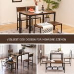 4 dalių valgomojo komplektas su suoliuku ir stalčiumi (Ruda)