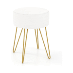 Aptempta taburetė su minkšta sėdyne ir metaliniu pagrindu (Balta)