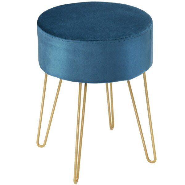 Aksominis pufas su metalinėmis kojelėmis (Mėtinė žalia)