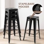 Baro kėdžių komplektas su atrama kojoms 76cm 150kg (Juoda)