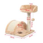 Kompaktiškas kačių draskymo medis su sizalio stulpu (Smėlio spalvos su pėdutėmis)