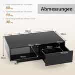 Modernus LED apšvietimu ir daiktadėže kavos staliukas (Juoda)