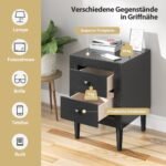 Medinis naktinis staliukas dviem stalčiais (Juoda)