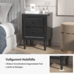 Medinis naktinis staliukas dviem stalčiais (Juoda)