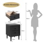 Medinis naktinis staliukas dviem stalčiais (Juoda)