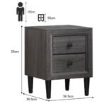 Modernus medinis naktinis staliukas su dviem stalčiais (Pilka)