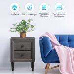 Modernus dviejų stalčių naktinis staliukas (Pilka)