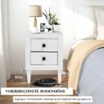 Modernus medinis naktinis staliukas su dviem stalčiais (Balta)