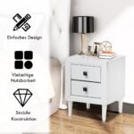 Modernus medinis naktinis staliukas su dviem stalčiais (Balta)