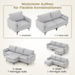 Modulinė kampinė sofa su USB ir elektros lizdu (Šviesiai pilka)
