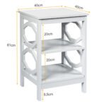 Stilingas trijų pakopų naktinis staliukas (Balta)