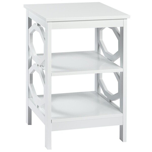 Stilingas trijų pakopų naktinis staliukas (Balta)